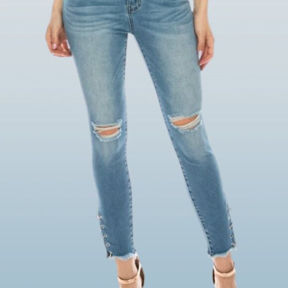 Unbranded Denim - Side Ring Detail Skinny Jeans 4088 NWT Boutique